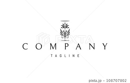 Vector logo with an abstract image of a flower with sharp leaves and petals. 108707802