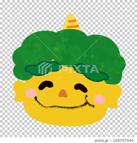 [Setsubun material] Laughing yellow demon face 108707840
