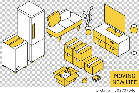 Looking for a room in a rental property: preparing for moving, simple isometric 108707940