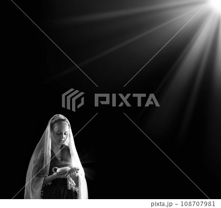 Young pretty girl with candle Young pretty girl with candle 108707981