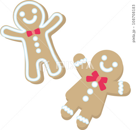 クリスマス模様アイコン_クリスマススイーツ_ジンジャーブレッドマン_2個 クリスマス模様アイコン_クリスマススイーツ_ジンジャーブレッドマン_2個 108708183