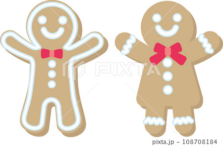 クリスマス模様アイコン_クリスマススイーツ_ジンジャーブレッドマン_2個_横並び 108708184