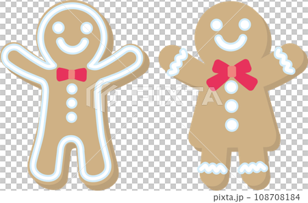 クリスマス模様アイコン_クリスマススイーツ_ジンジャーブレッドマン_2個_横並び 108708184