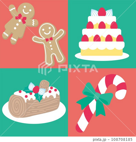クリスマススイーツのタイル_クリスマスお菓子のアイコン クリスマススイーツのタイル_クリスマスお菓子のアイコン 108708185