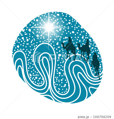 Three old orient Magi following east comet leading to new born holy baby Jesus Christ in Bethlehem present gifts gold, frankincense, myrrh. Merry Christmas. hand drawing. Not AI, Vector illustration Three old orient Magi following east comet leading to new born holy baby Jesus Christ in Bethlehem present gifts gold, frankincense, myrrh. Merry Christmas. hand drawing. Not AI, Vector illustration 108708209