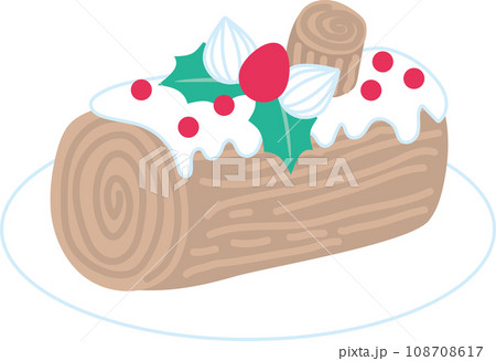 クリスマススイーツ_ブッシュドノエル_切り株クリスマスケーキ 108708617