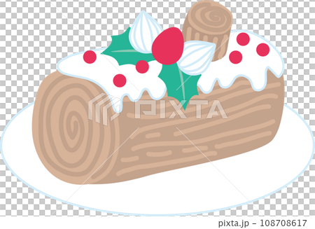 クリスマススイーツ_ブッシュドノエル_切り株クリスマスケーキ 108708617