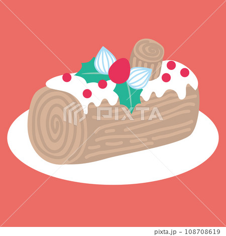 クリスマススイーツ_ブッシュドノエル_切り株クリスマスケーキ 108708619