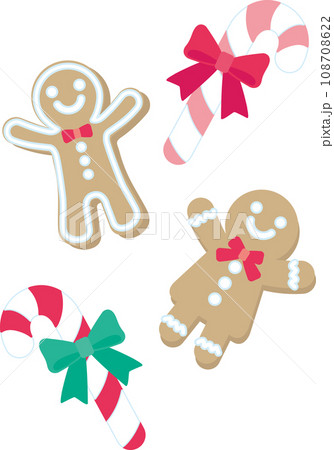 クリスマスお菓子セット_ジンジャーブレッド_キャンディケイン 108708622