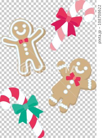 クリスマスお菓子セット_ジンジャーブレッド_キャンディケイン 108708622