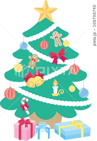 カラフルなクリスマスツリー_クリスマス模様アイコン_クリスマスツリー