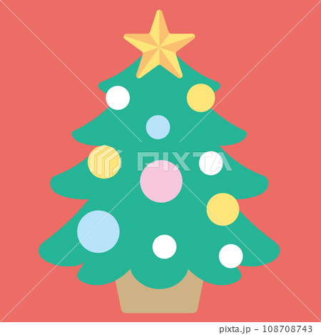 カラフルなクリスマスツリー_クリスマス模様アイコン_クリスマスツリー