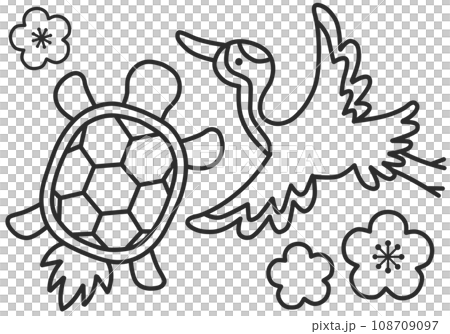 Crane and turtle coloring page Crane and turtle coloring page 108709097
