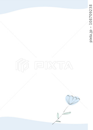 シンプルなフレームと手描きの花 - おしゃれなデザインの喪中はがき･寒中見舞いのテンプレート  108709238