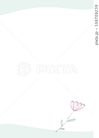 シンプルなフレームと手描きの花 - おしゃれなデザインの喪中はがき･寒中見舞いのテンプレート  108709239