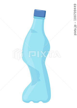 Crumpled plastic bottle. Plastic trash. Garbage recycle concept. Vector illustration. Crumpled plastic bottle. Plastic trash. Garbage recycle concept. Vector illustration. 108709449