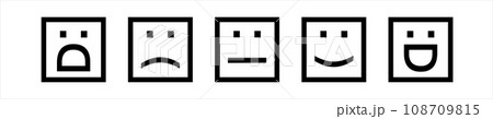Line square face feedback customer satisfaction scale. Rating happy and sad faces rating. Line square face feedback customer satisfaction scale. Rating happy and sad faces rating. 108709815