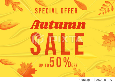 Autumn Sale glued paper with wrinkles effect realistic 108710115