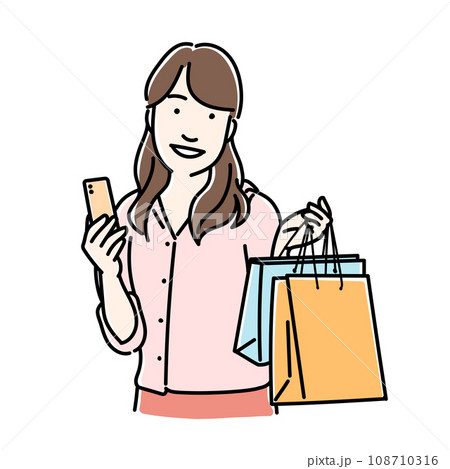 買い物して嬉しそうな若い女性 買い物して嬉しそうな若い女性 108710316