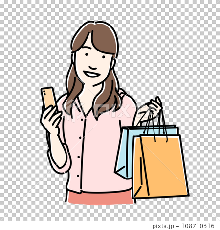 A young woman who looks happy shopping A young woman who looks happy shopping 108710316