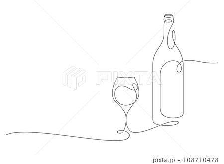 wineglass and bottle thin line continuous drawing minimalist wineglass and bottle thin line continuous drawing minimalist 108710478
