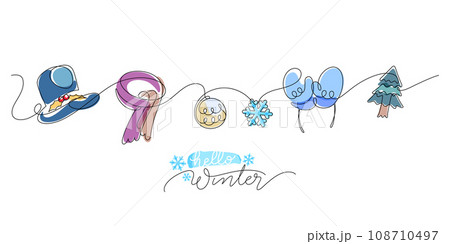 hello winter season inscription concept and objects element decoration hello winter season inscription concept and objects element decoration 108710497