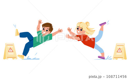 kid wet floor vector kid wet floor vector 108711456