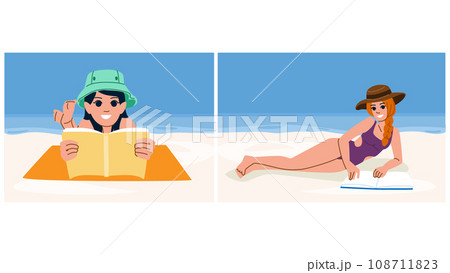 book woman reading beach vector book woman reading beach vector 108711823