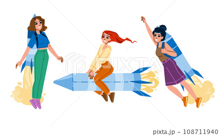 start rocket woman vector 108711940