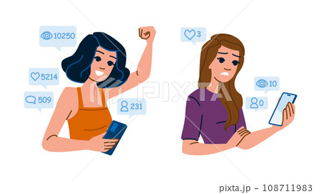communication checking social media woman vector communication checking social media woman vector 108711983