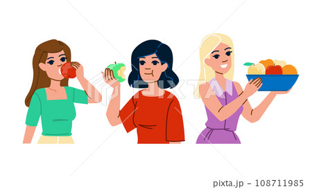 health apple eating woman vector health apple eating woman vector 108711985