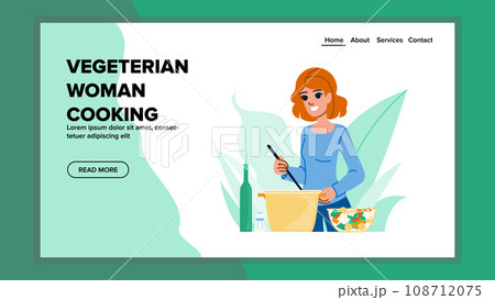 food vegeterian woman cooking vector 108712075
