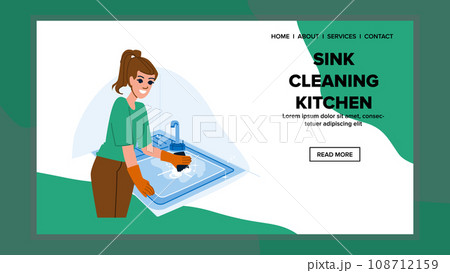 stainless sink cleaning kitchen vector stainless sink cleaning kitchen vector 108712159