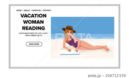 nature vacation woman reading vector 108712339