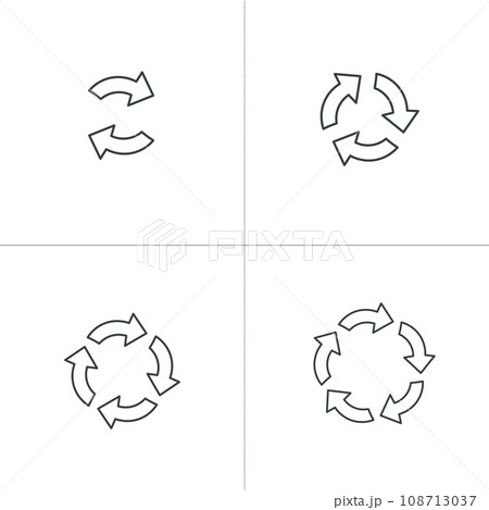 different linear circular arrows for infographics 2 3 4 and 5 options. Stock vector illustration isolated on white background. 108713037