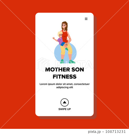 mother son fitness vector 108713231