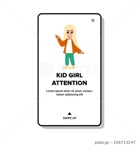kid girl attention vector kid girl attention vector 108713247