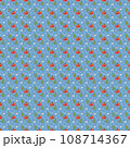 Blue background with New Year's drawings. Pattern 108714367