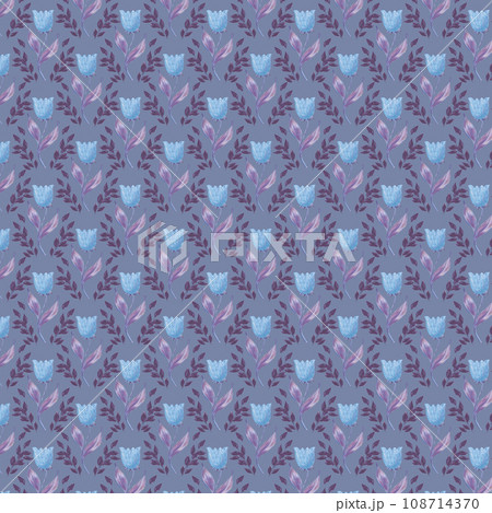 Drawing of tulips on a lilac background. 108714370