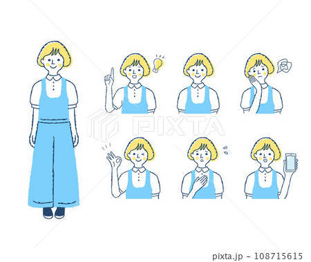 女性の表情_f6 バリエーションセット 女性の表情_f6 バリエーションセット 108715615