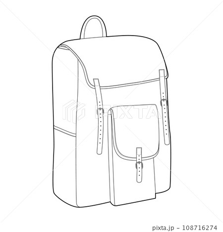 Rucksack Backpack silhouette bag. Fashion accessory technical illustration. Vector satchel front 3-4 view for Men 108716274