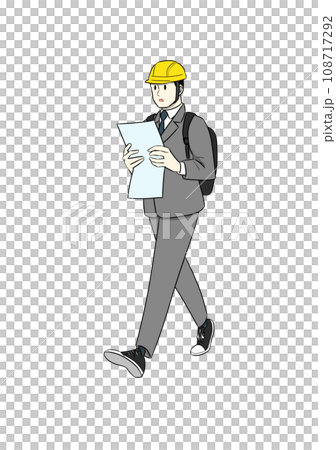 災害時に徒歩で帰宅する男性 108717292