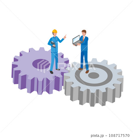 部署間で連携するイメージイラスト 部署間で連携するイメージイラスト 108717570