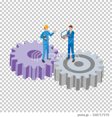 部署間で連携するイメージイラスト 部署間で連携するイメージイラスト 108717570