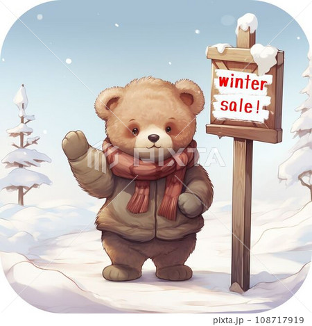 冬のセールを知らせるクマ02のイラスト素材 [108717919] - PIXTA