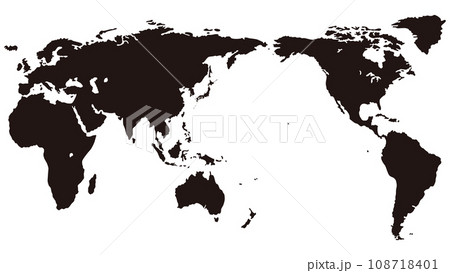 世界地図　大陸黒色 108718401