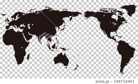 世界地図　大陸黒色 108718401