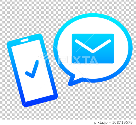 Blue gradient email icon and smartphone 108719579