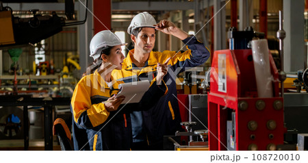 Professional quality control inspector conduct safety inspection. Exemplifying Professional quality control inspector conduct safety inspection. Exemplifying 108720010