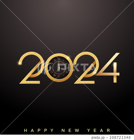 2024 Happy New Year clock countdown background. Greeting festive card. Vector 2024 Happy New Year clock countdown background. Greeting festive card. Vector 108721348